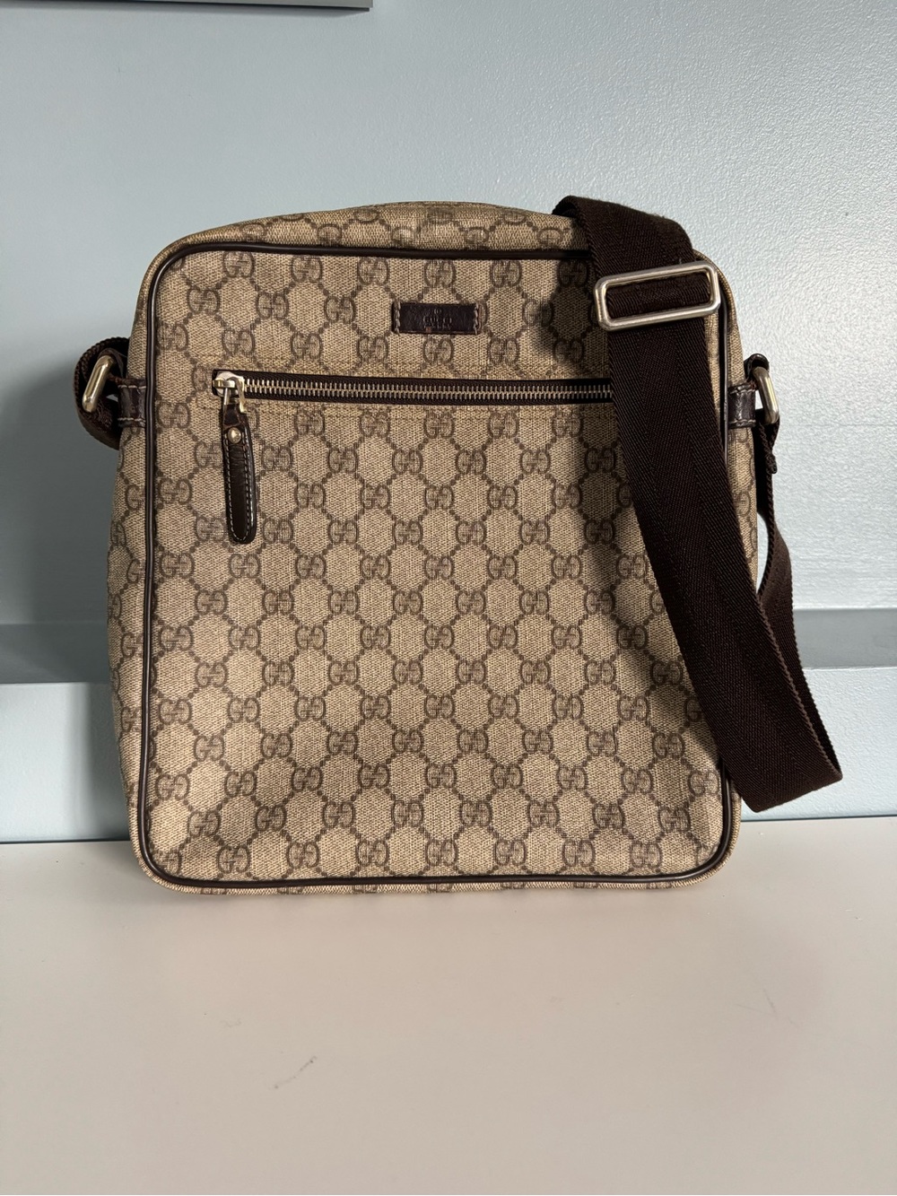 Gucci Beige and Brown GG Canvas Messenger Bag